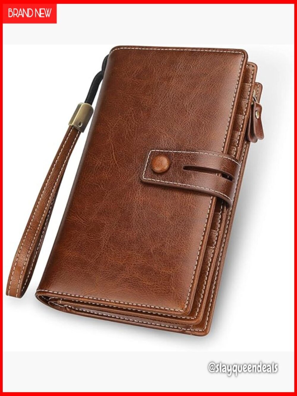 Large RFID Blocking Leather Zip Around Clutch Wristlet Phone Organizer